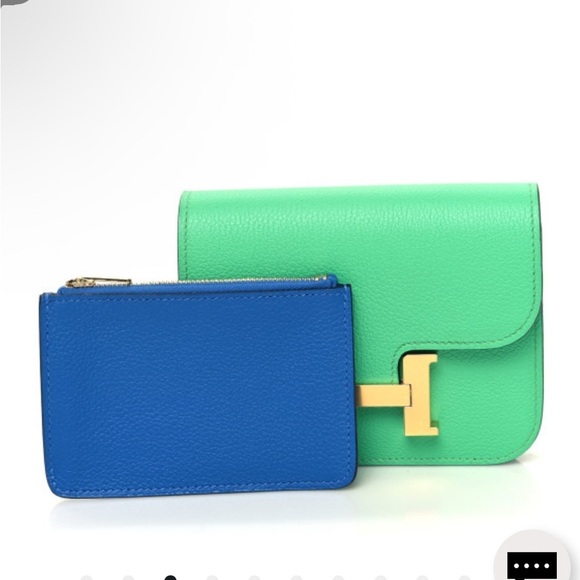 HERMES 
Evercolor Bi-Color Constance Slim Wallet Vert Comics Bleu Zellige - Picture 3 of 10